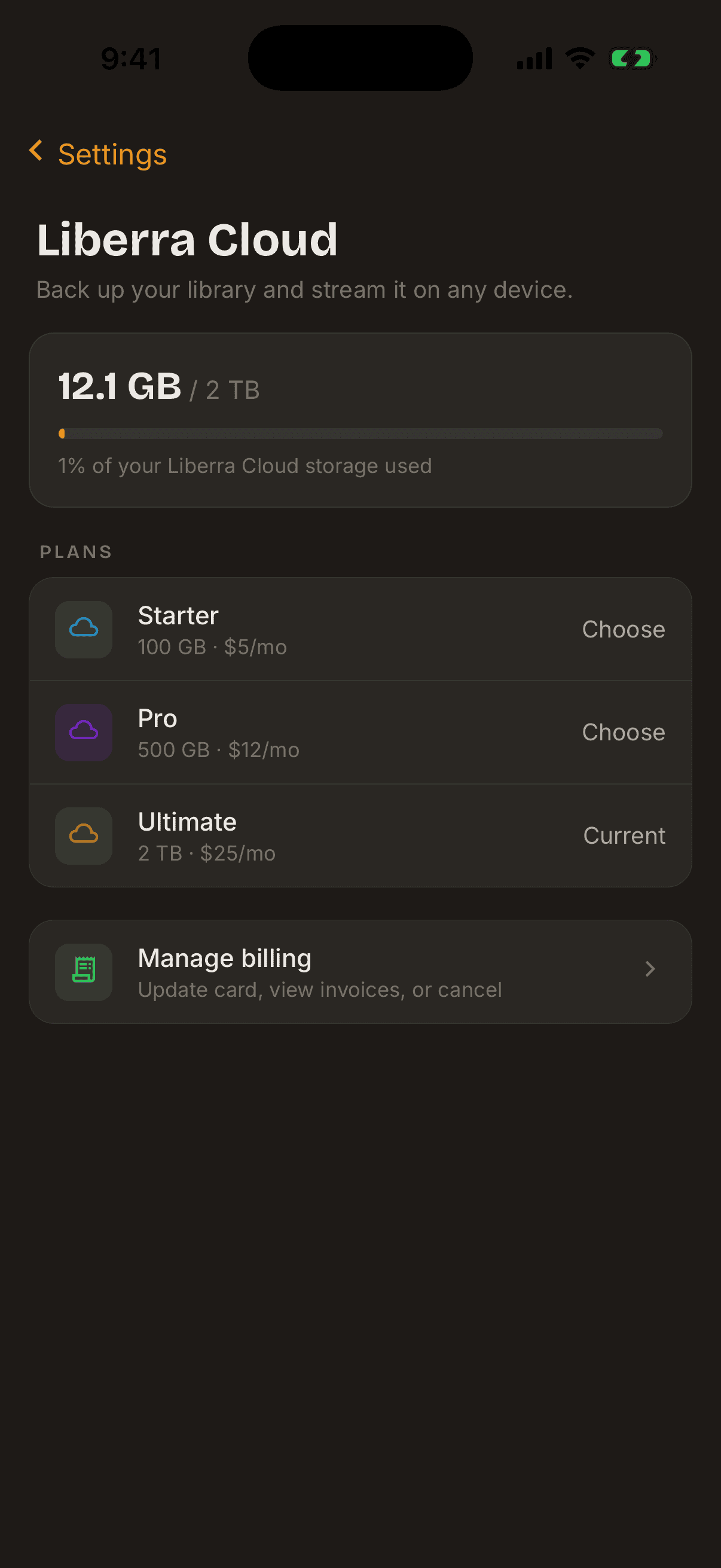 Liberra Cloud storage plans